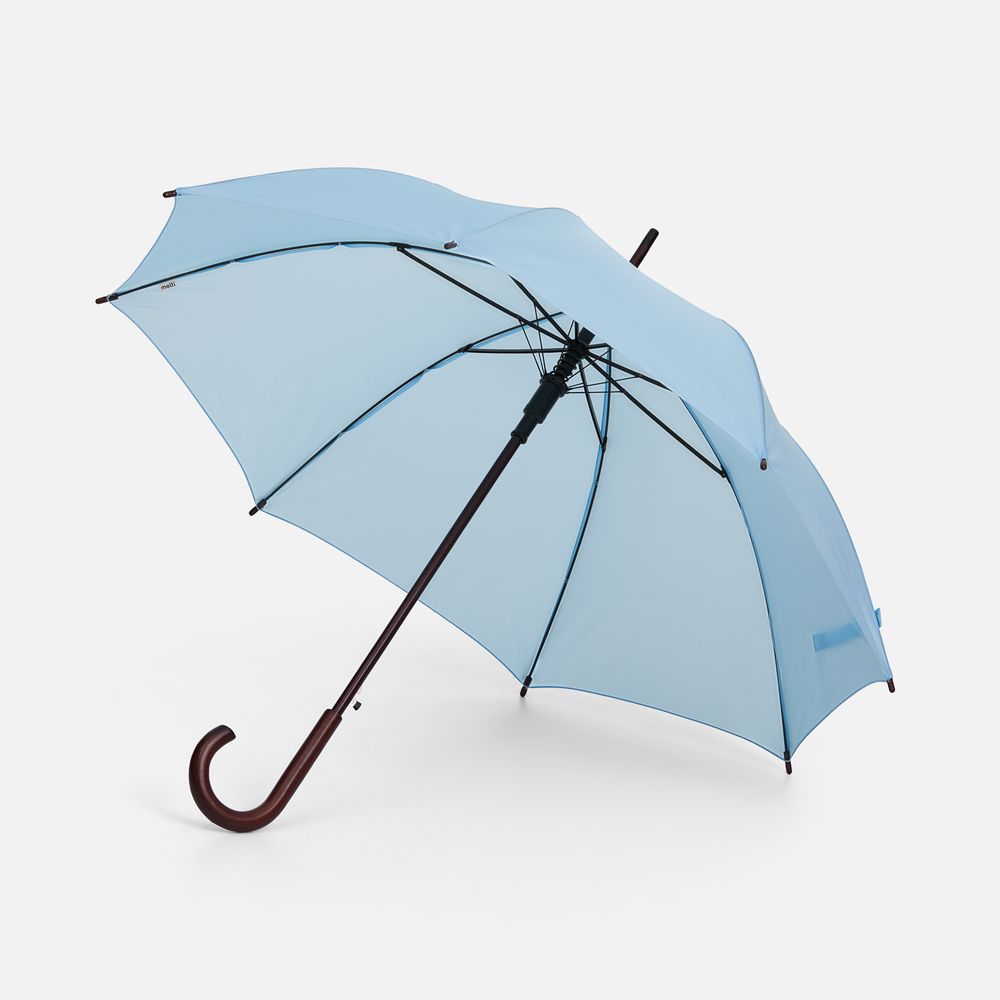 Зонт-трость Standard, голубой с логотипом