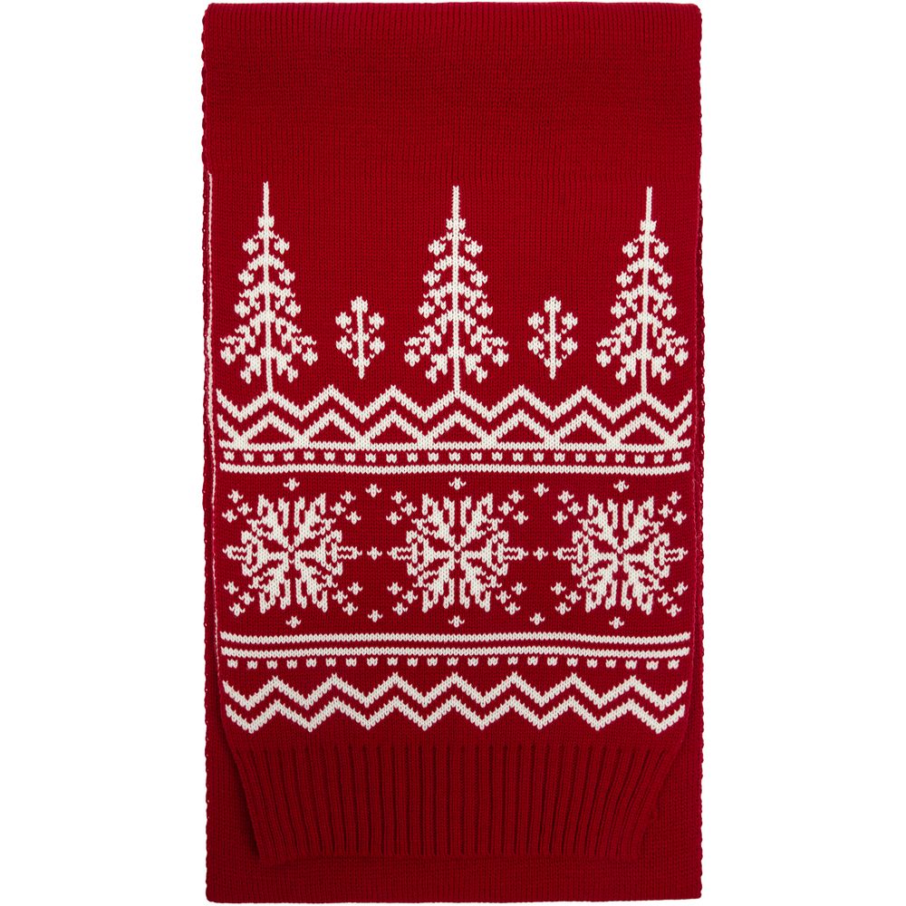 Шарф Elnik, красный с молочно-белым с логотипом