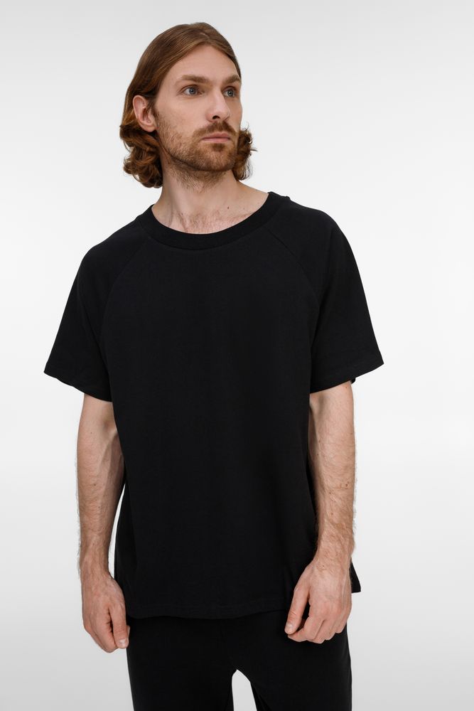Футболка унисекс оверсайз T2, черная с логотипом