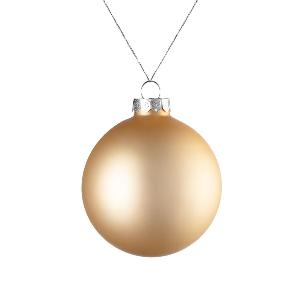 Елочный шар Finery Matt, 8 см, матовый золотистый с логотипом