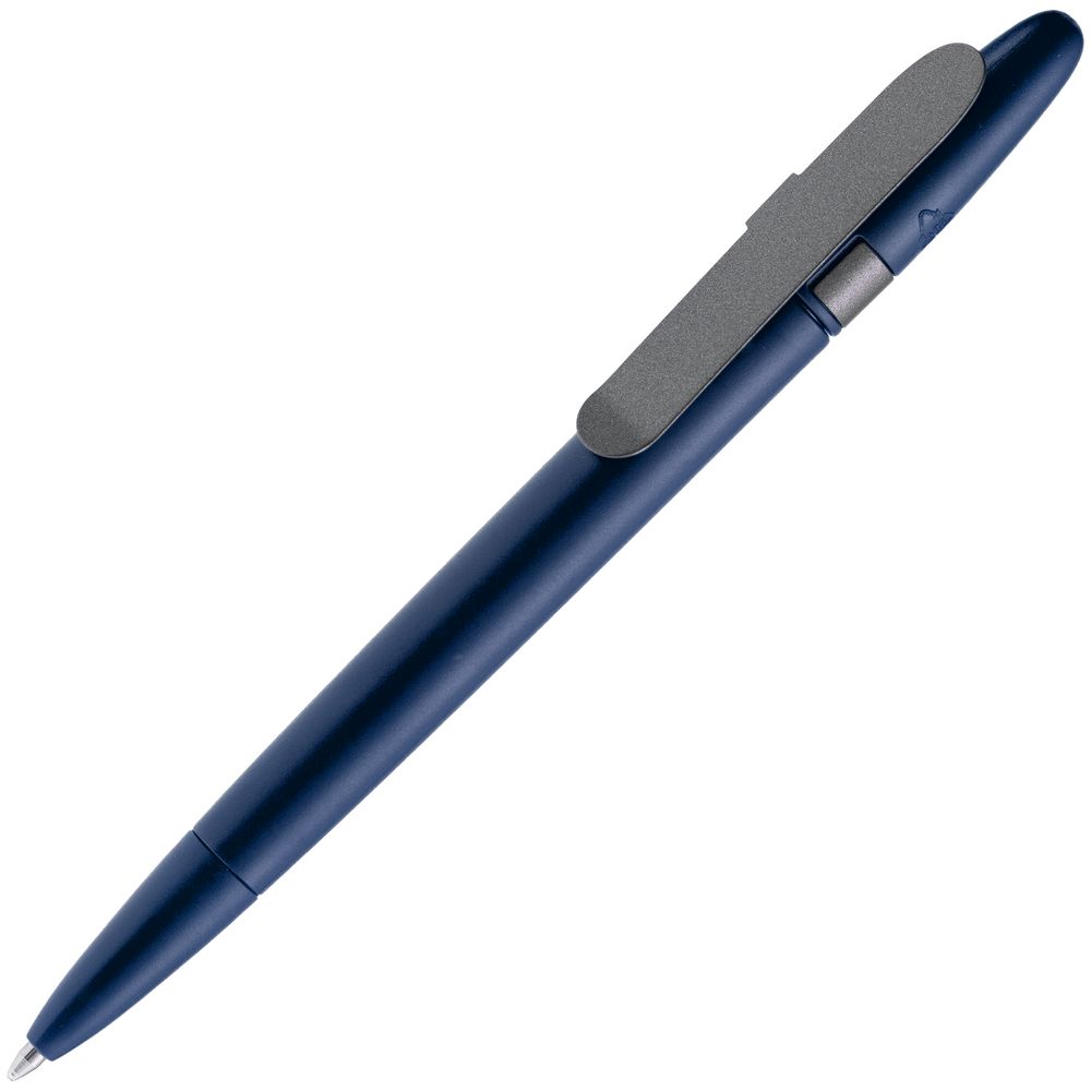 Ручка шариковая Prodir DS5 TSM Metal Clip, синяя с серым с логотипом