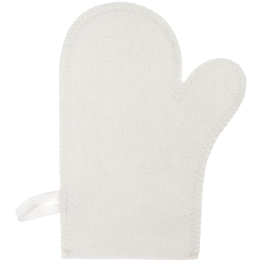Банная рукавица Heat Off, белая с логотипом
