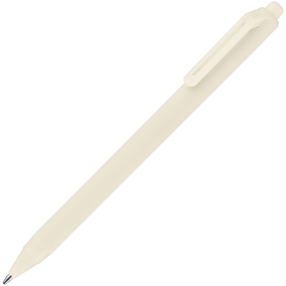 Ручка шариковая Cursive Soft Touch, бежевая с логотипом