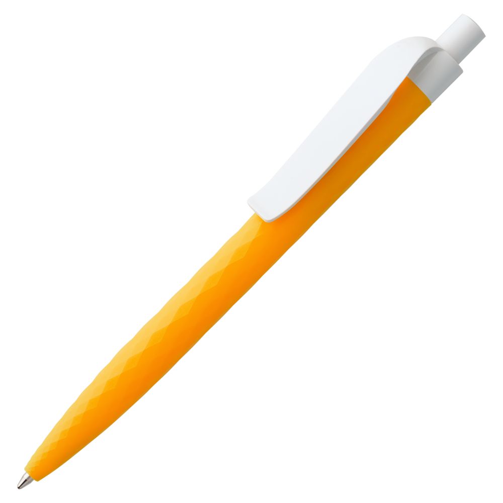 Ручка шариковая Prodir QS01 PMP-P, оранжевая с белым с логотипом