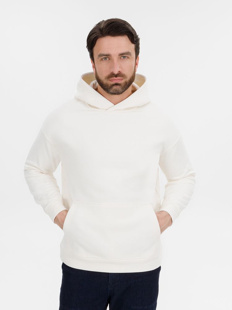 Худи оверсайз унисекс Snuggie, молочно-белое с логотипом