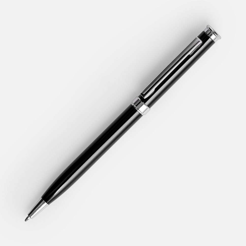 Ручка шариковая Finn Chrome, черная с логотипом