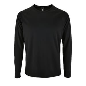 Футболка с длинным рукавом Sporty LSL Men, черная с логотипом