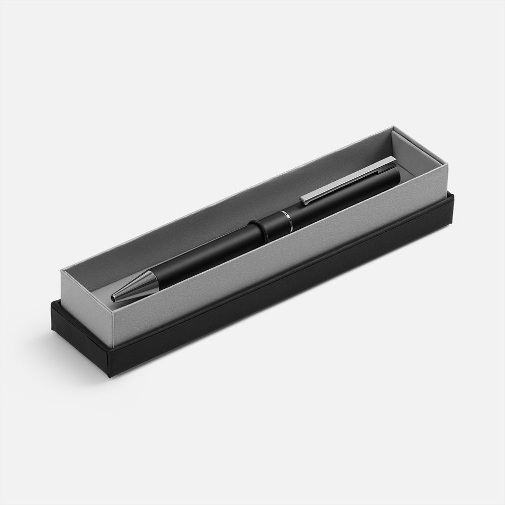 Ручка шариковая Blade Soft Touch в футляре, черная с логотипом