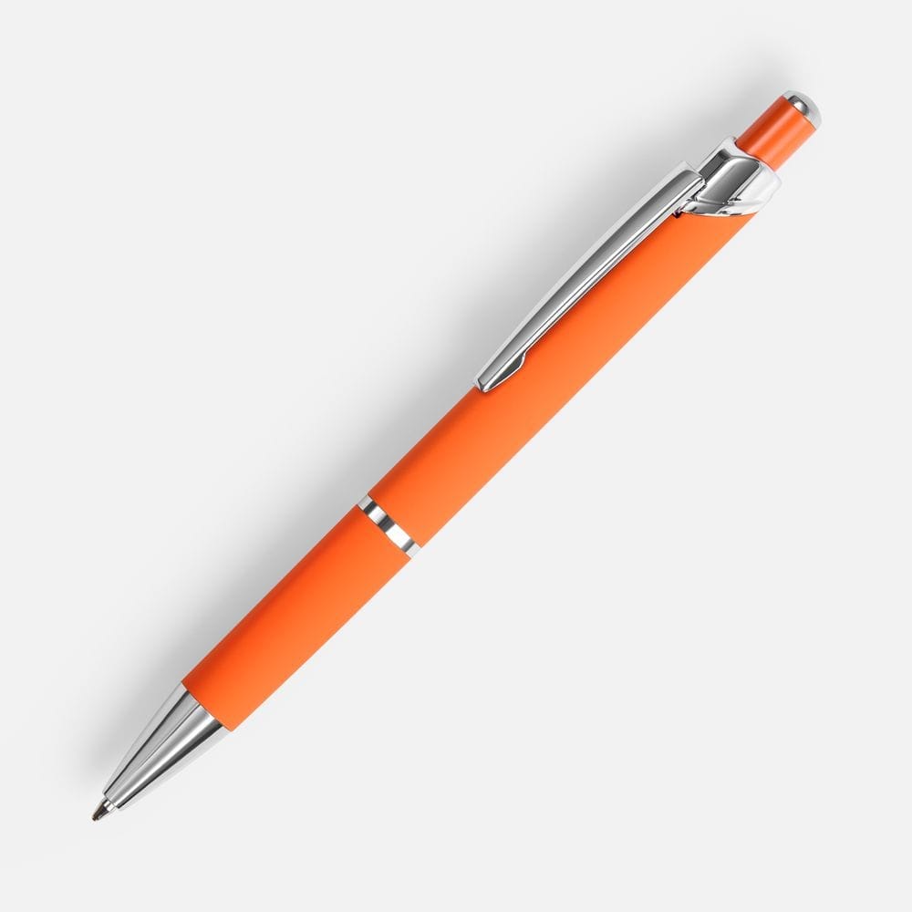 Ручка шариковая Chromos Soft Touch, оранжевая с логотипом