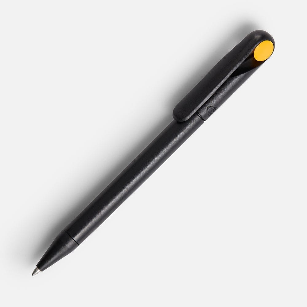 Ручка шариковая Prodir DS1 TMM Dot, черная с желтым с логотипом