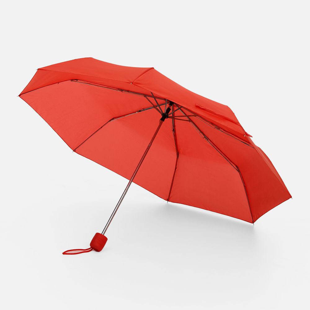 Зонт складной Basic, красный с логотипом