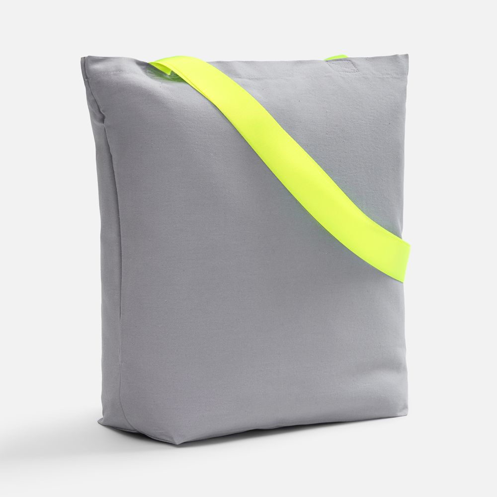 Шопер B5, серый с широкими желтыми ручками с логотипом