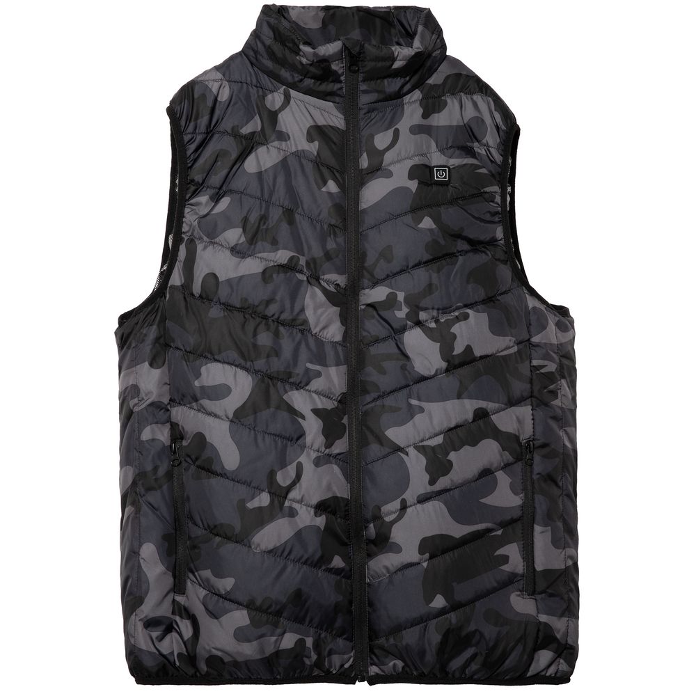 Жилет с подогревом Thermalli Valmorel, серый камуфляж с логотипом