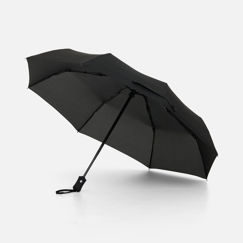 Зонт складной Monsoon, черный с логотипом