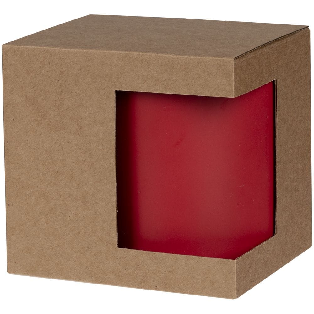 Коробка для кружки с окном Cupcase, крафт с логотипом