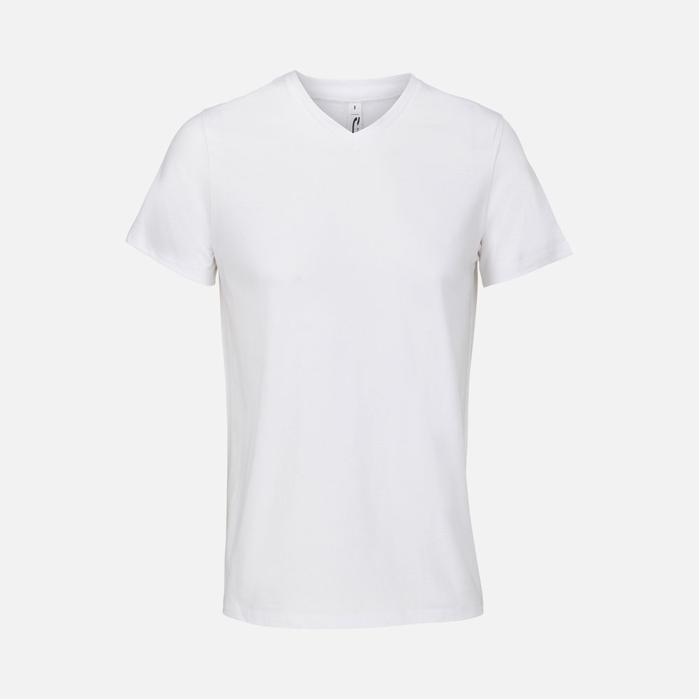 Футболка унисекс Regent с V-образным вырезом, белая с логотипом
