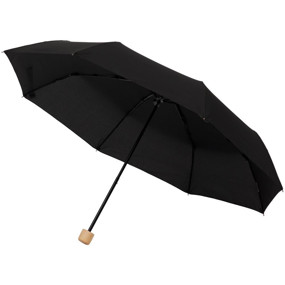 Зонт складной Nature Mini, черный с логотипом