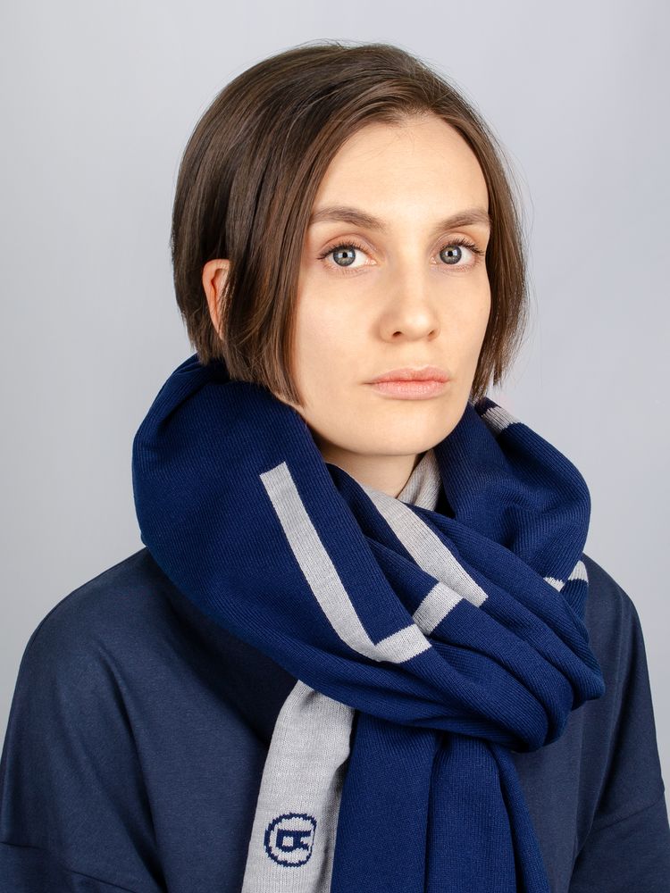Шарф Bereg, серый с синим с логотипом