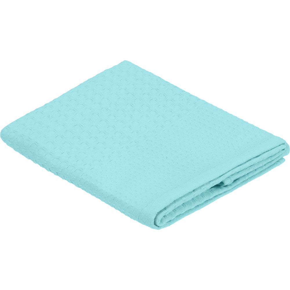 Полотенце вафельное «Деметра», малое, голубое (голубая мята) с логотипом