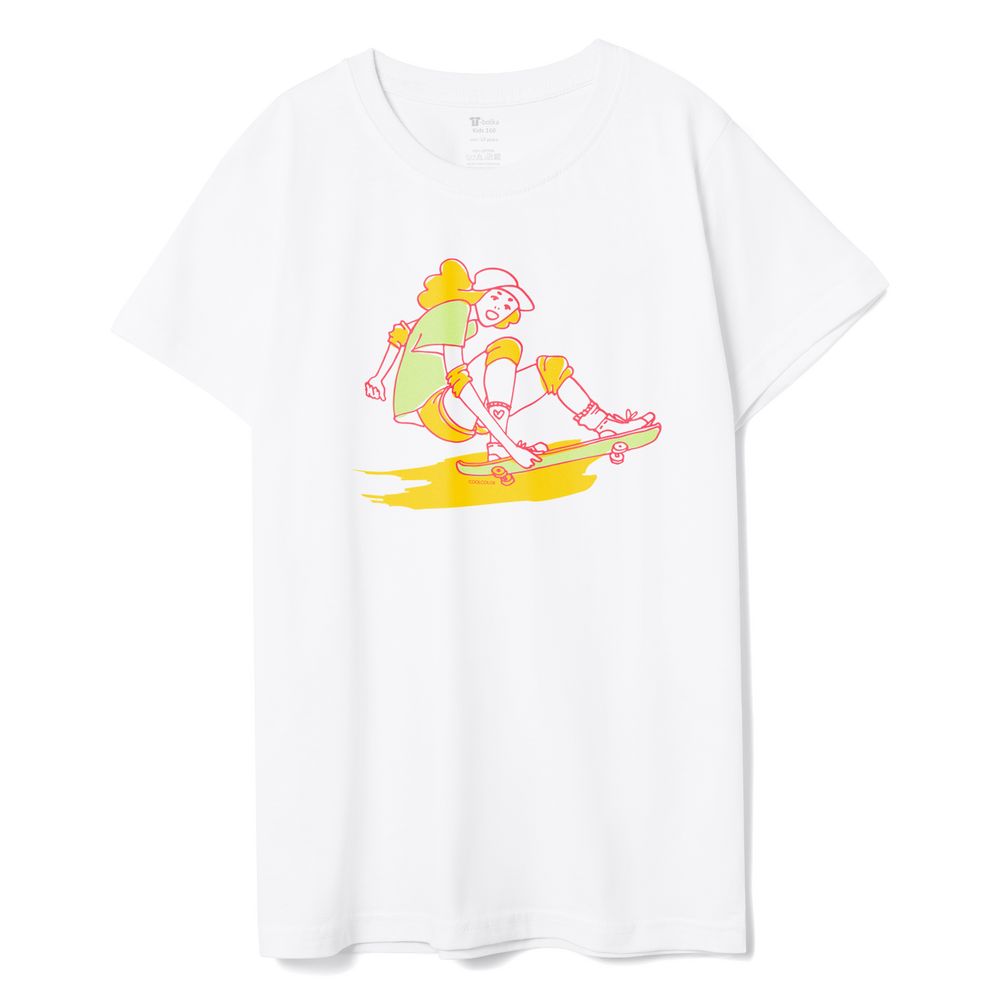 Футболка детская Skateboard, белая с логотипом
