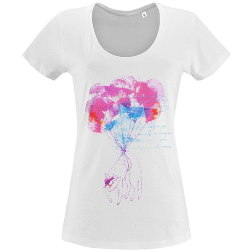 Футболка женская «Удивительная кошка», белая с логотипом