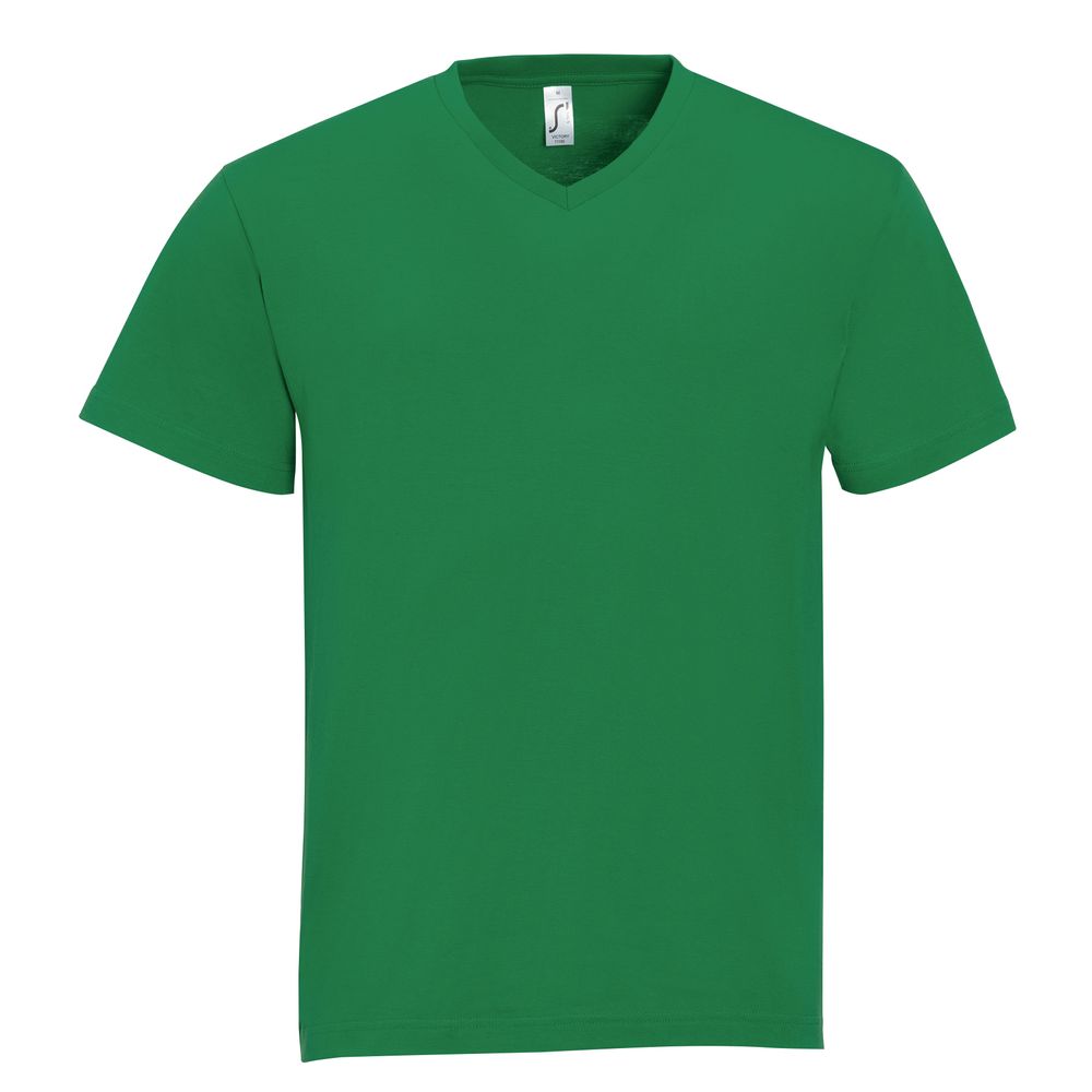 Футболка мужская с V-образным вырезом Victory 150, ярко-зеленая с логотипом