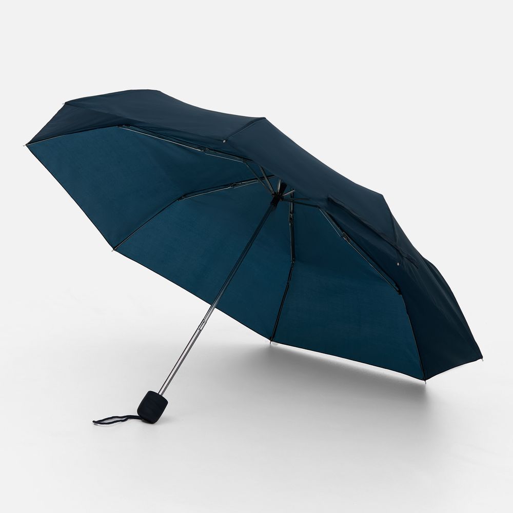 Зонт складной Basic, темно-синий с логотипом