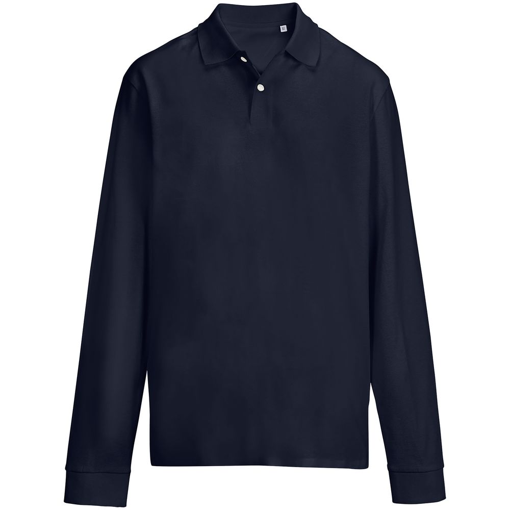 Рубашка поло унисекс с длинным рукавом Pacific LSL, кобальт (темно-синяя) с логотипом