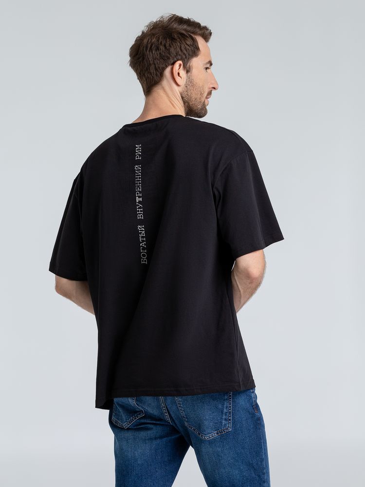 Футболка оверсайз «Внутренний Рим», черная с логотипом