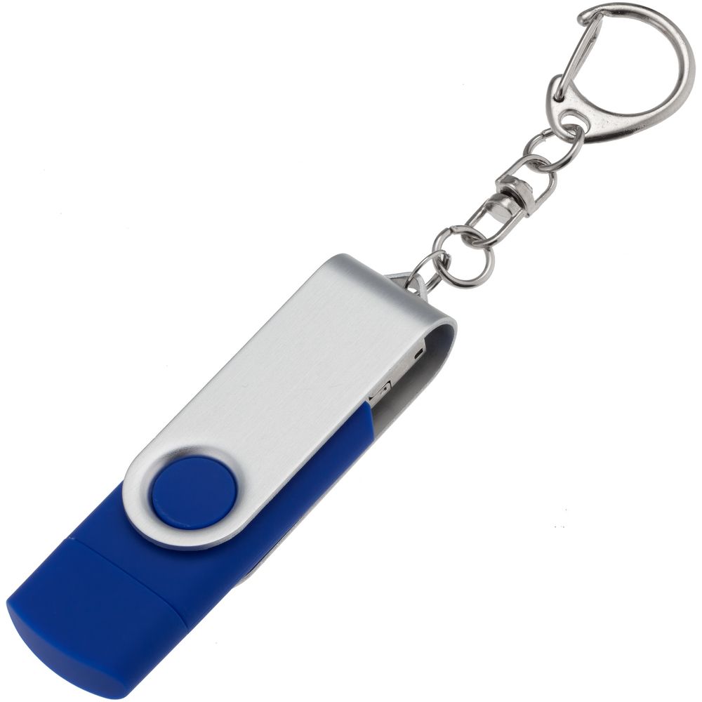 Флешка Trio Twist, синяя, 32 Гб с логотипом