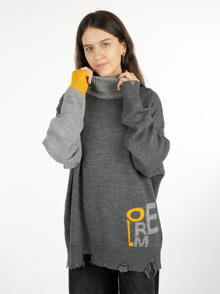 Свитер оверсайз Tricksy Net Grunge на заказ, полушерсть с логотипом