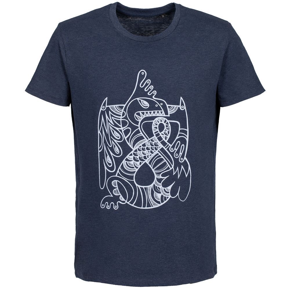 Футболка мужская «Кетцалькоатль», синий меланж с логотипом