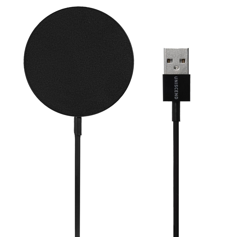 Беспроводное зарядное устройство с магнитами Magmate, черное с логотипом