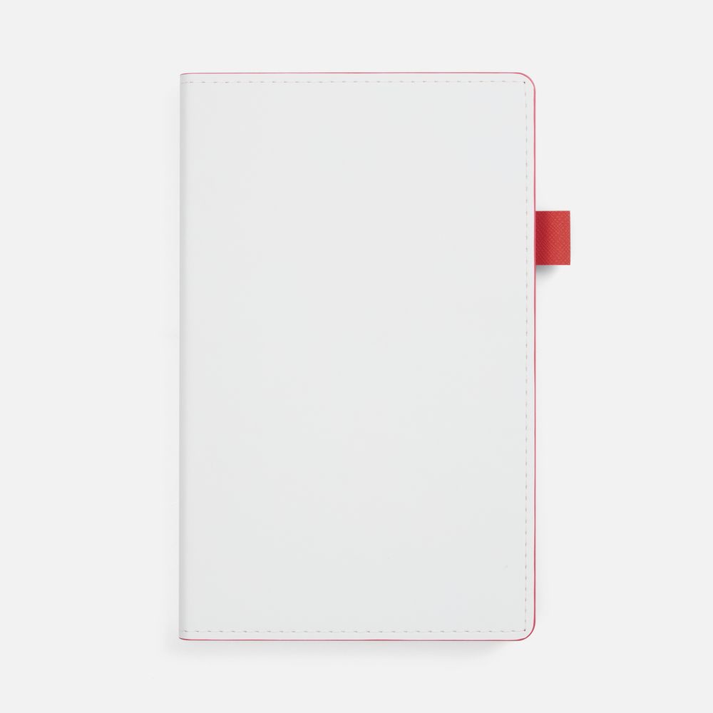 Ежедневник White Shall, недатированный, бело-красный с логотипом