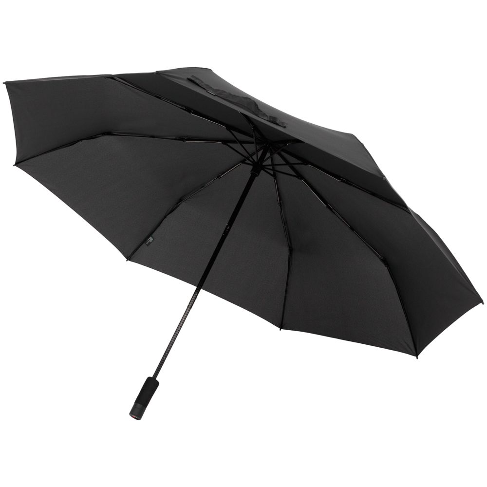 Складной зонт U.090, черный с логотипом