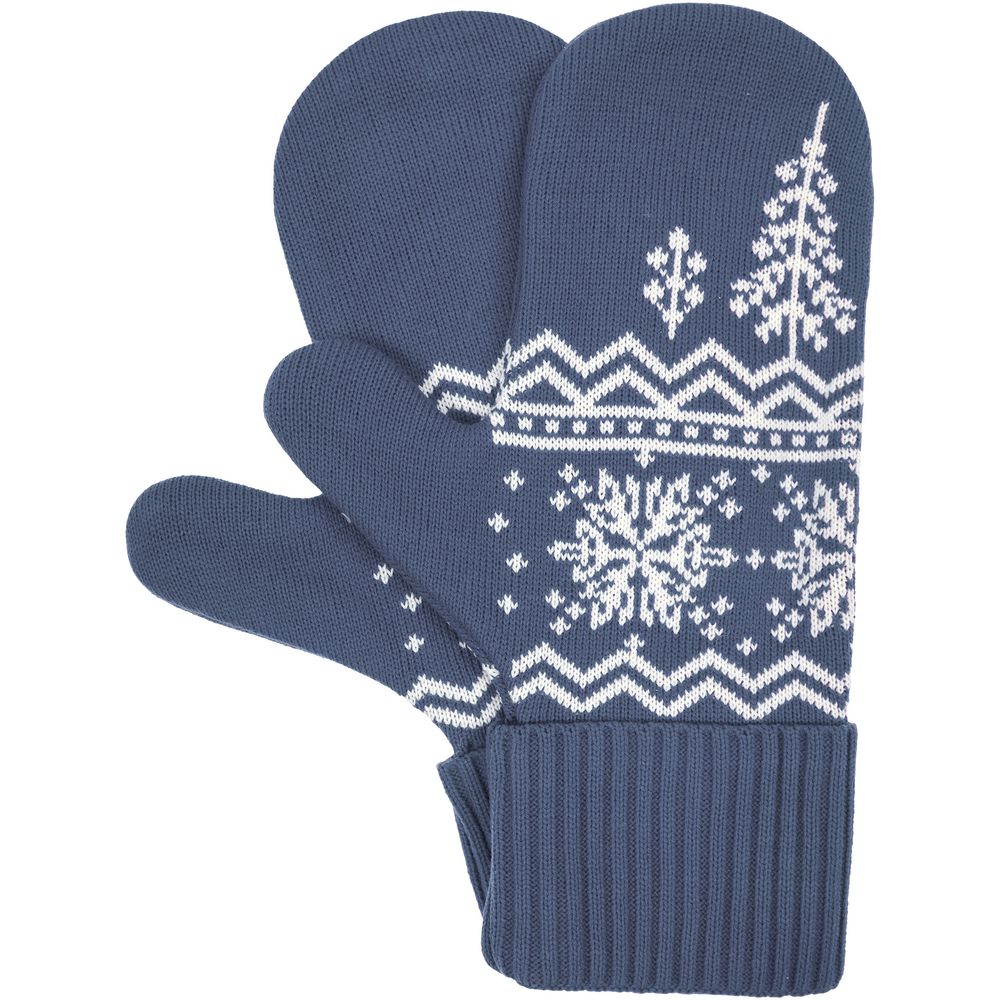 Варежки Elnik, серые с молочно-белым с логотипом