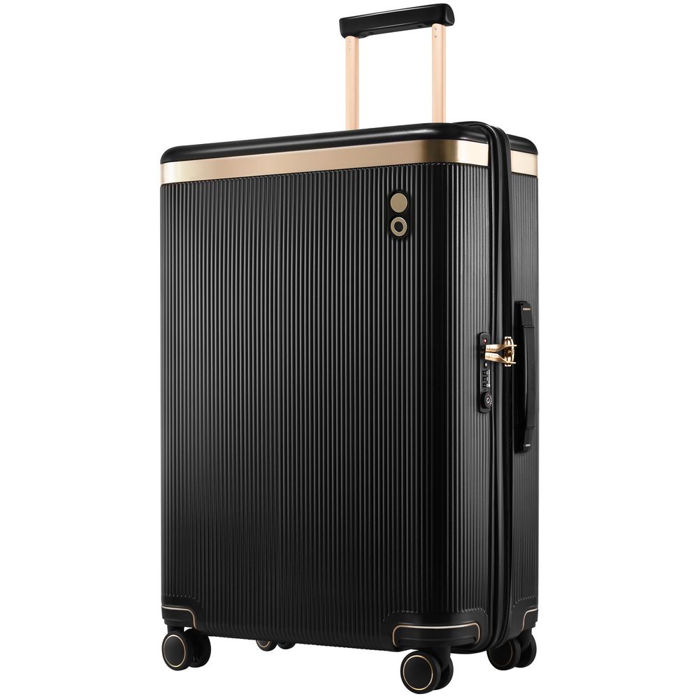 Чемодан Dynasty L, черный с логотипом