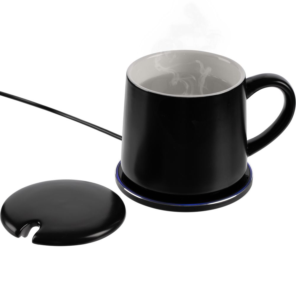 Кружка с подогревом и беспроводной зарядкой dualBase ver. 2.0 Matt, черная с логотипом