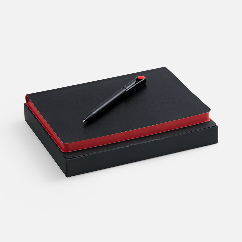 Набор Doppio, черный с красным с логотипом