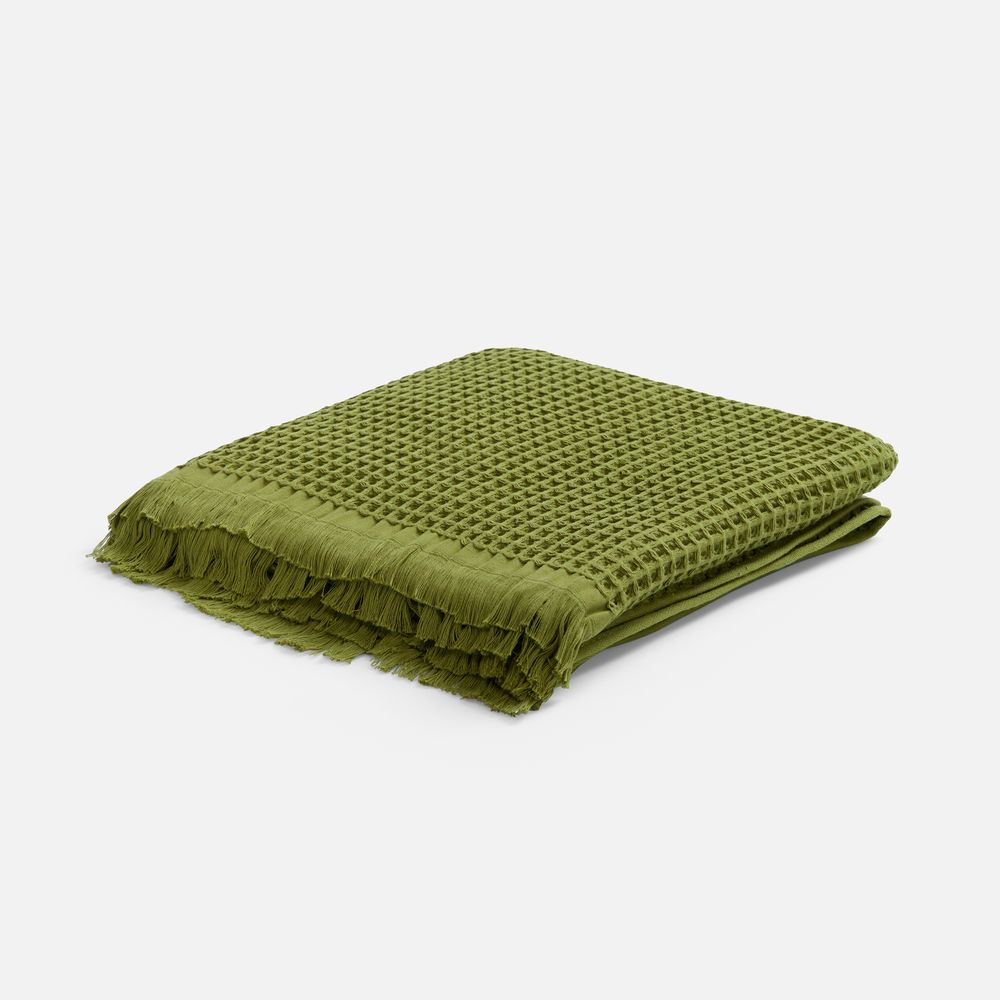 Плед вафельный Elenglect, зеленый с логотипом