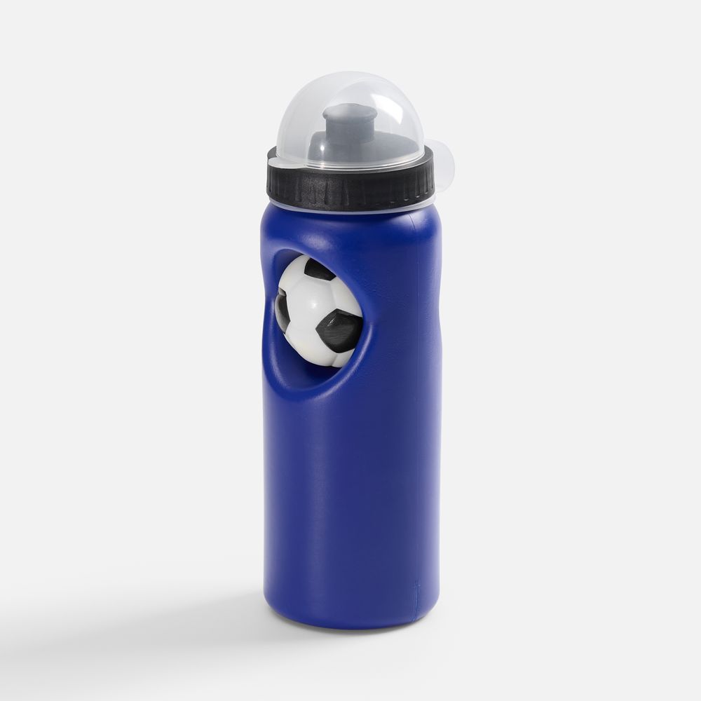Бутылка с антистрессом Footballer, синяя с логотипом