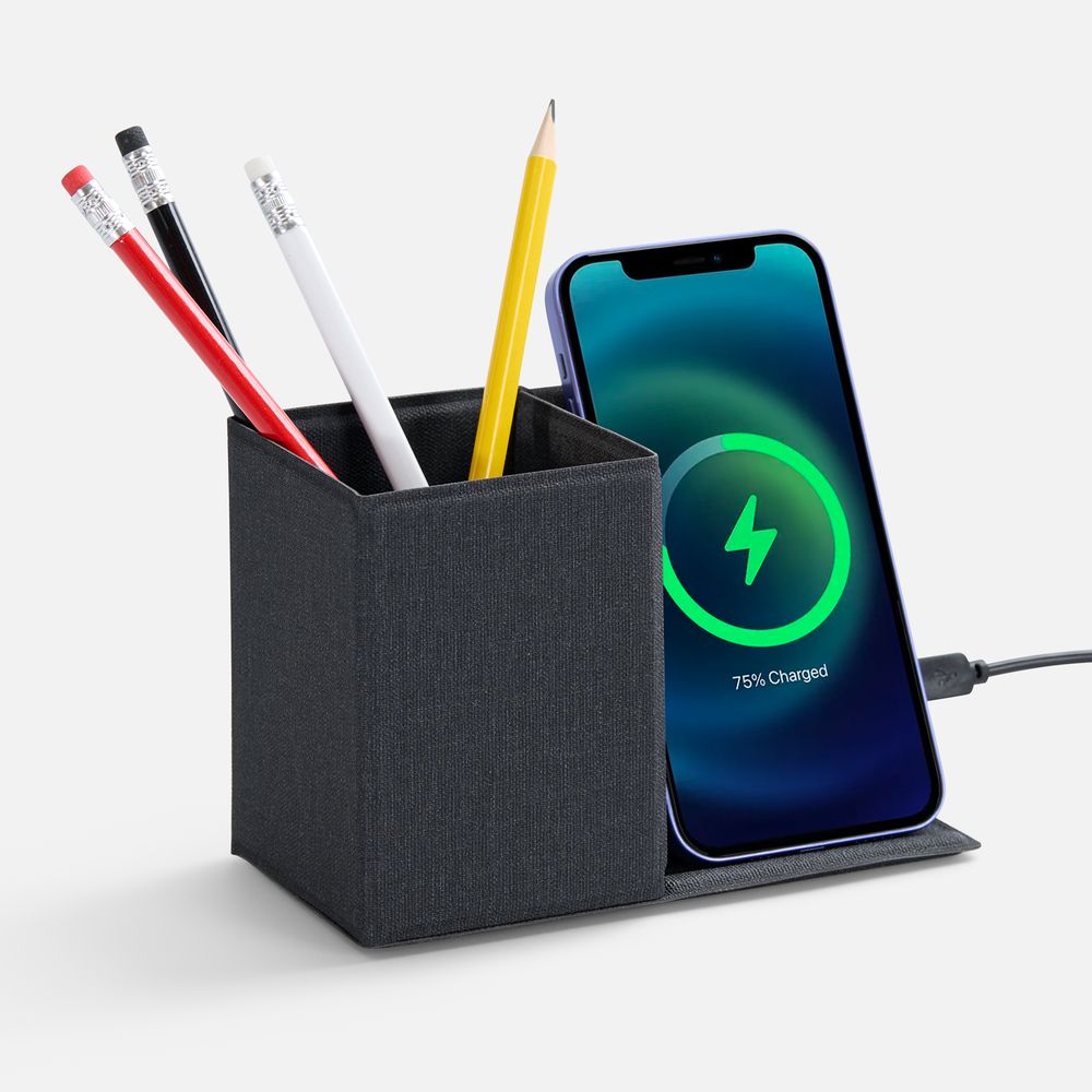 Складной органайзер с беспроводной зарядкой Midstream ver.2, серый с логотипом