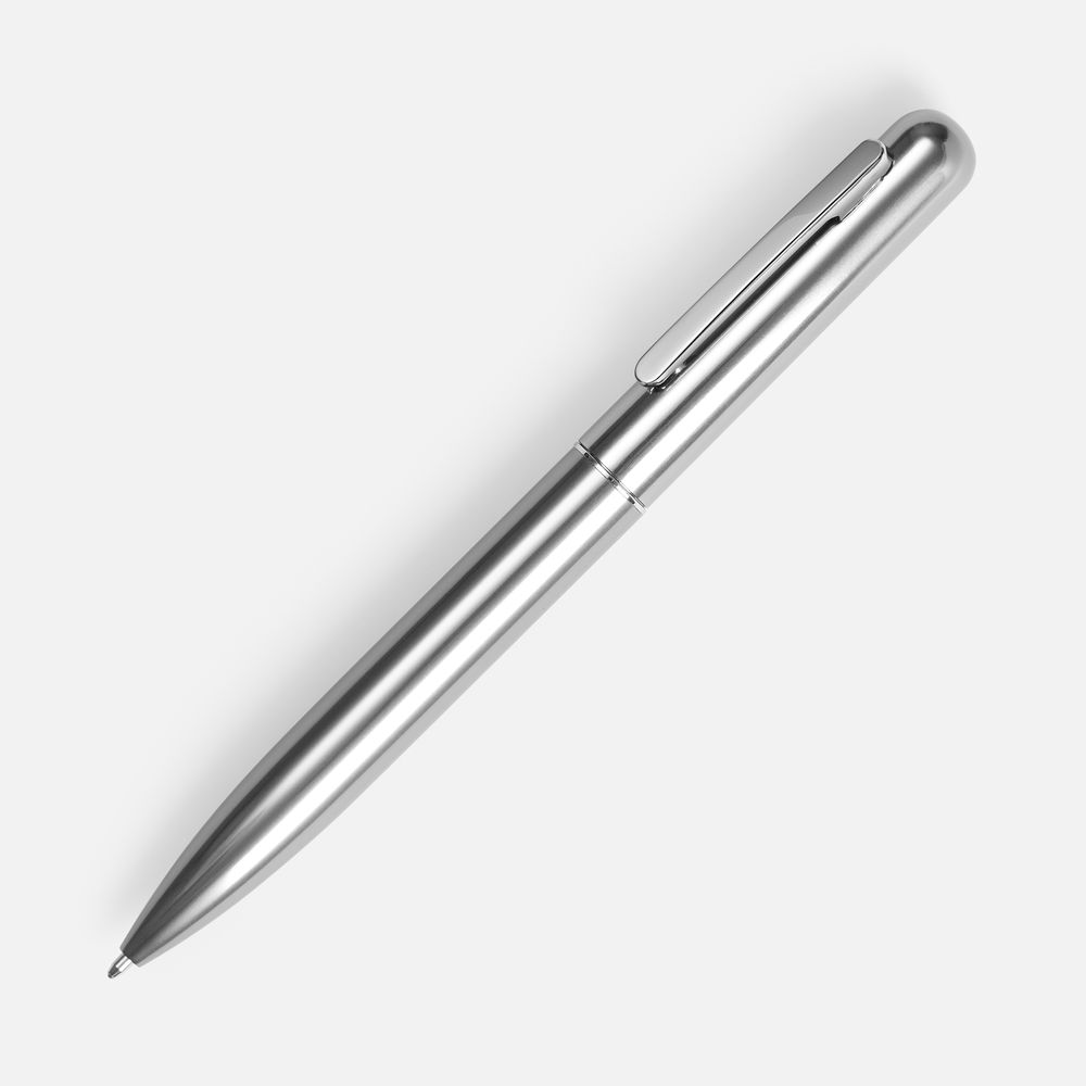 Ручка шариковая Scribo, серо-стальная с логотипом