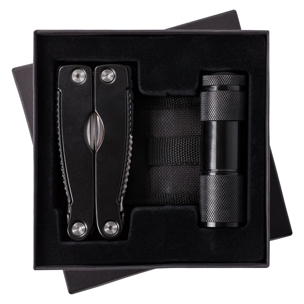 Набор Handmaster: фонарик и мультитул, черный с логотипом