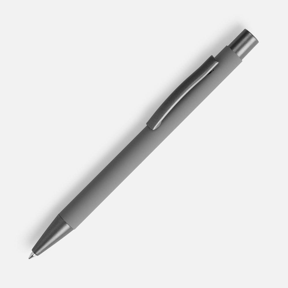 Ручка шариковая Atento Soft Touch, серая с логотипом