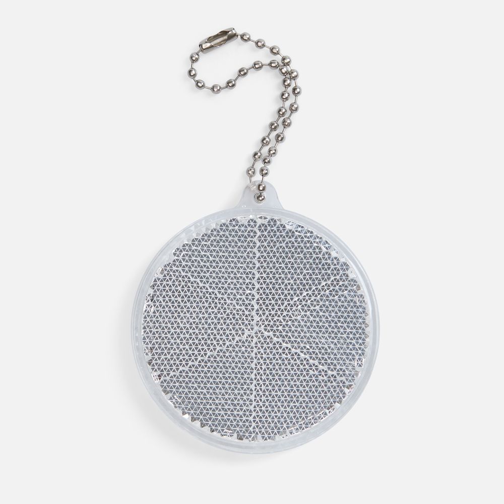 Пешеходный светоотражатель с цепочкой «Круг», белый с логотипом