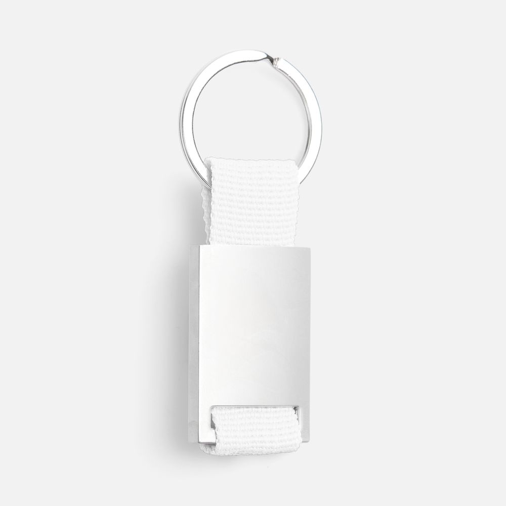 Брелок Inlet с тканевой вставкой, белый с логотипом