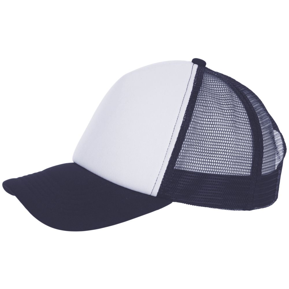 Бейсболка Bubble, темно-синяя с белым с логотипом