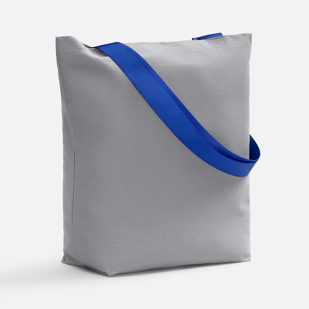 Шопер B5, серый с широкими синими ручками