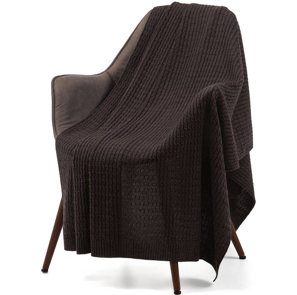 Плед Slumberland, коричневый меланж с логотипом